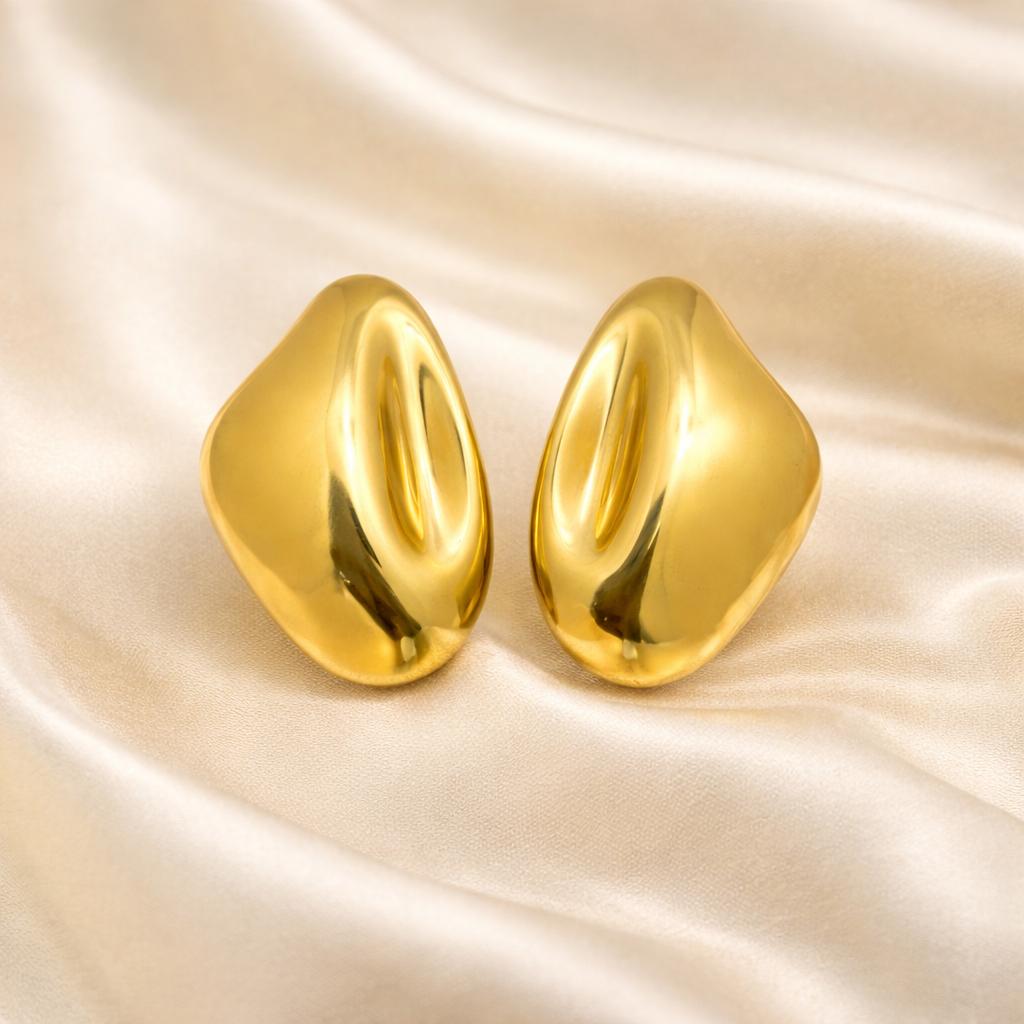 Golden Statement Stud Earrings