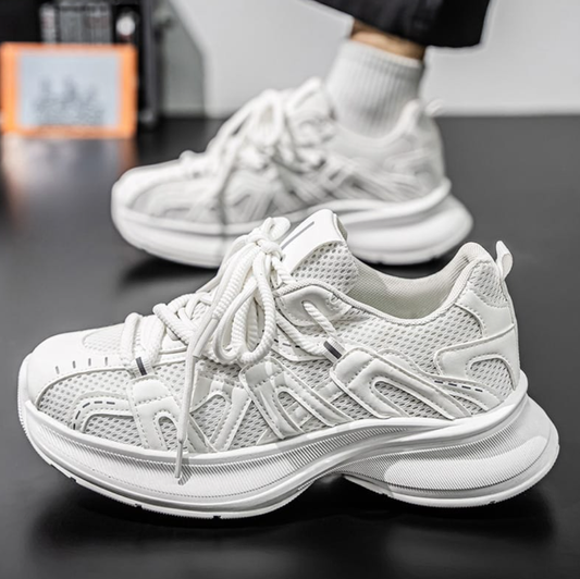 White Chunky Mesh Sneakers