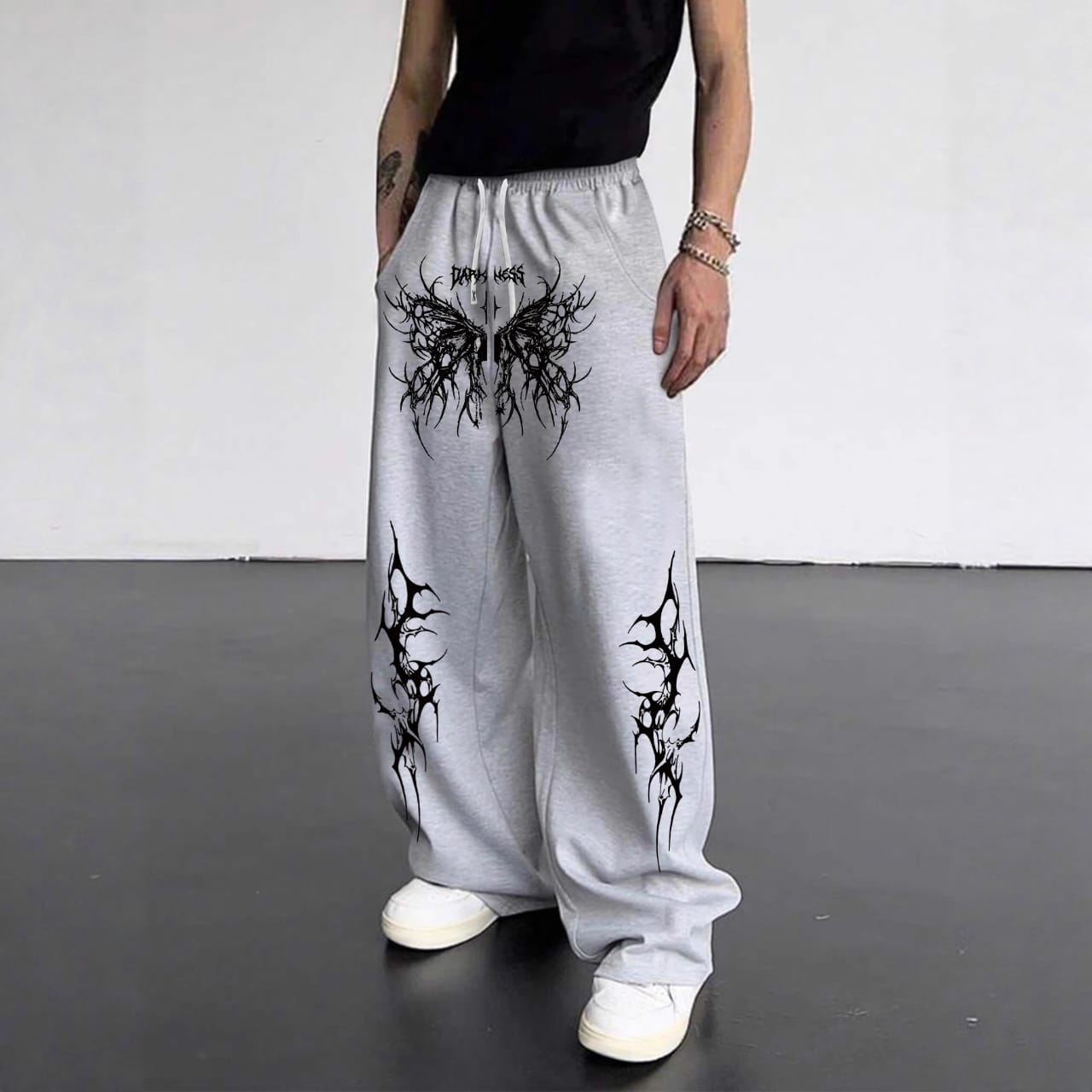 Gothic Wing Print Sweatpants