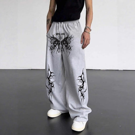 Gothic Wing Print Sweatpants