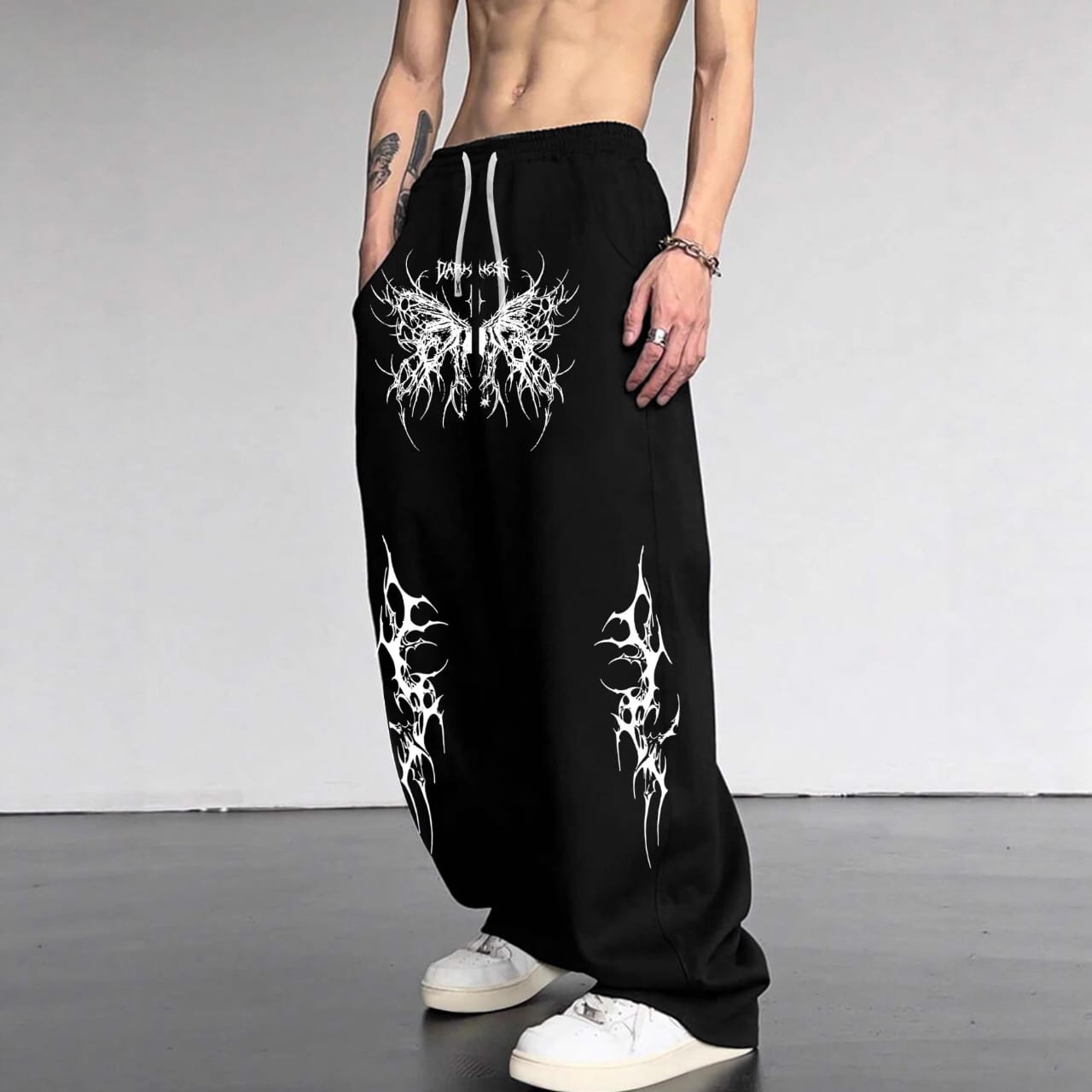 Gothic Wing Print Sweatpants