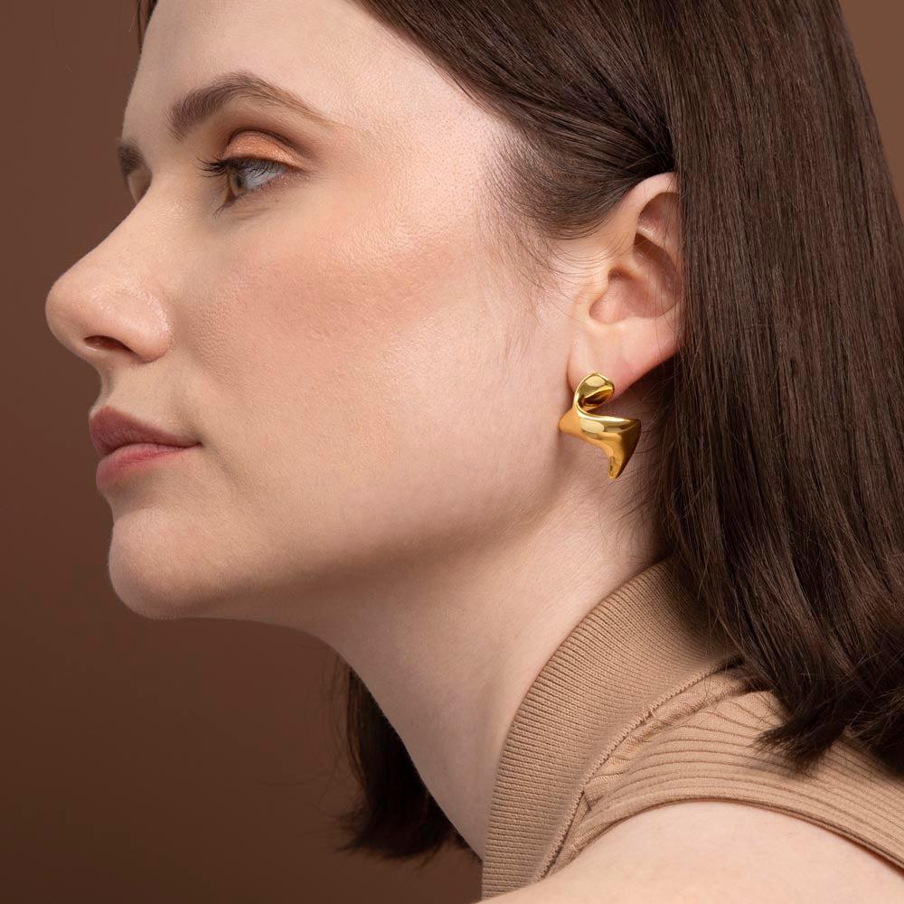 Golden Statement Stud Earrings