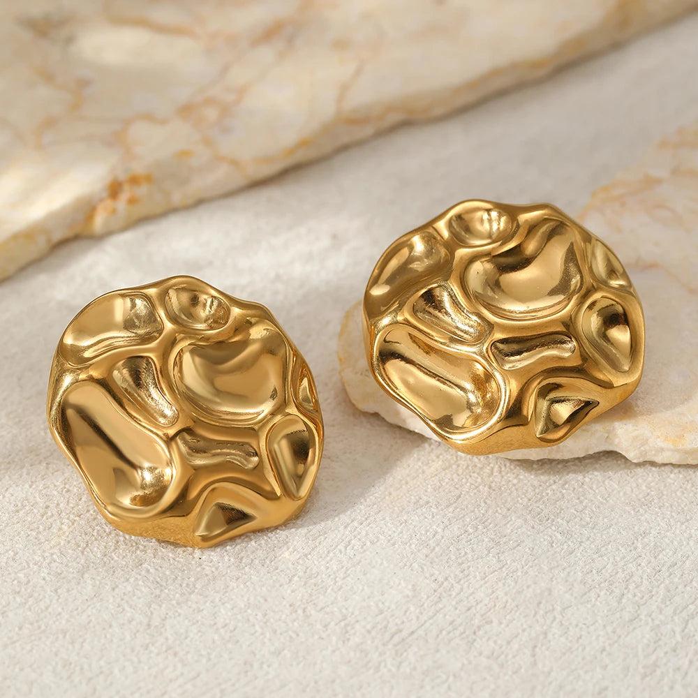 Golden Statement Stud Earrings