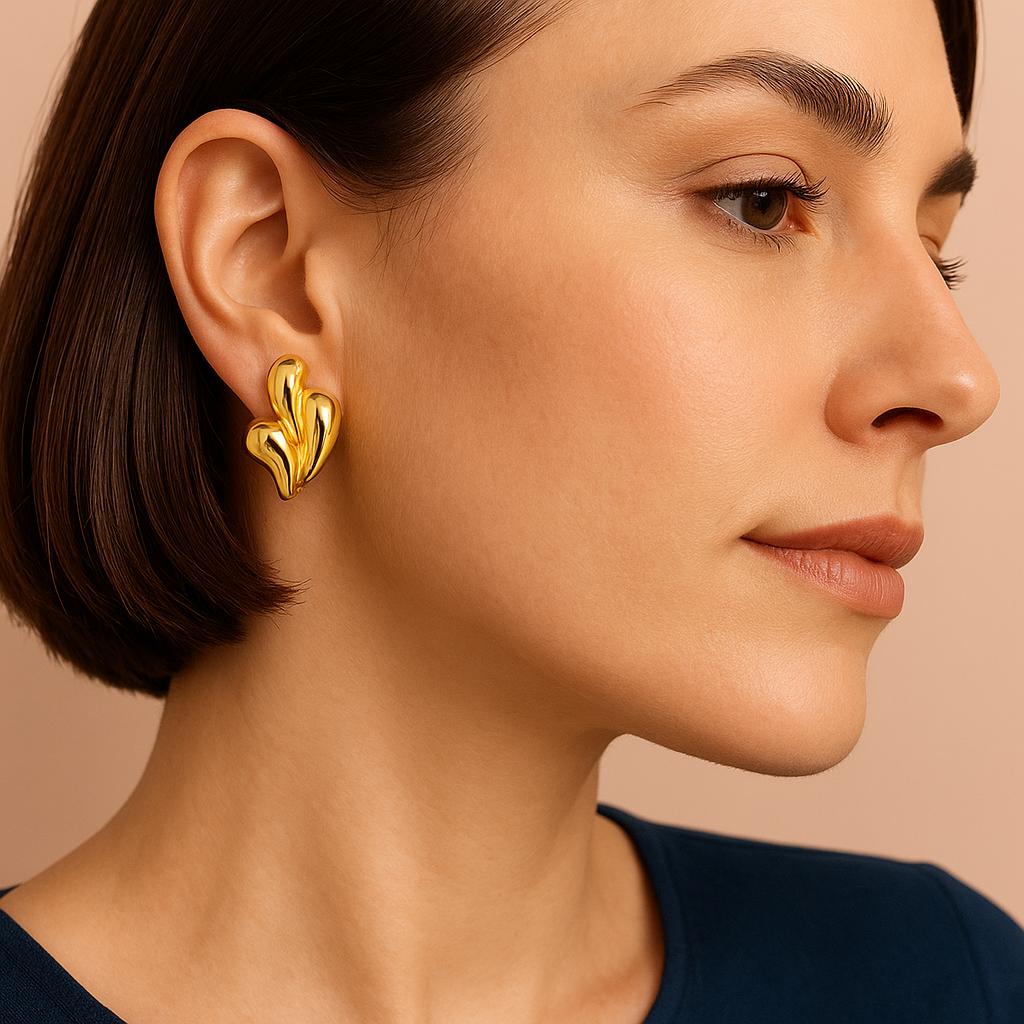 Golden Statement Stud Earrings