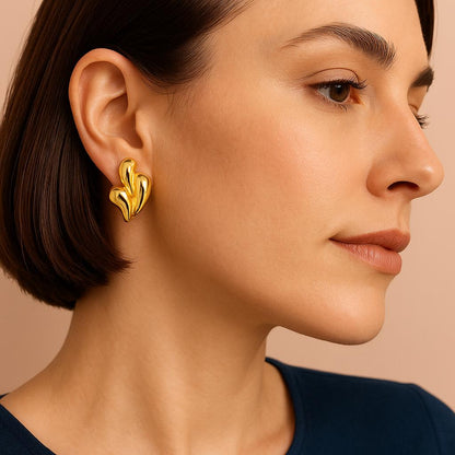 Golden Statement Stud Earrings