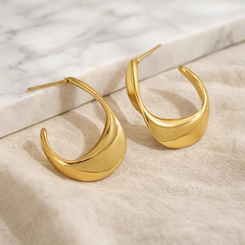 Sculpted Golden Hoops