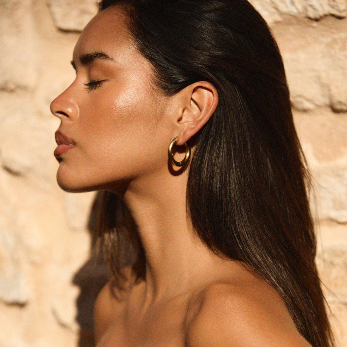 Sculpted Golden Hoops