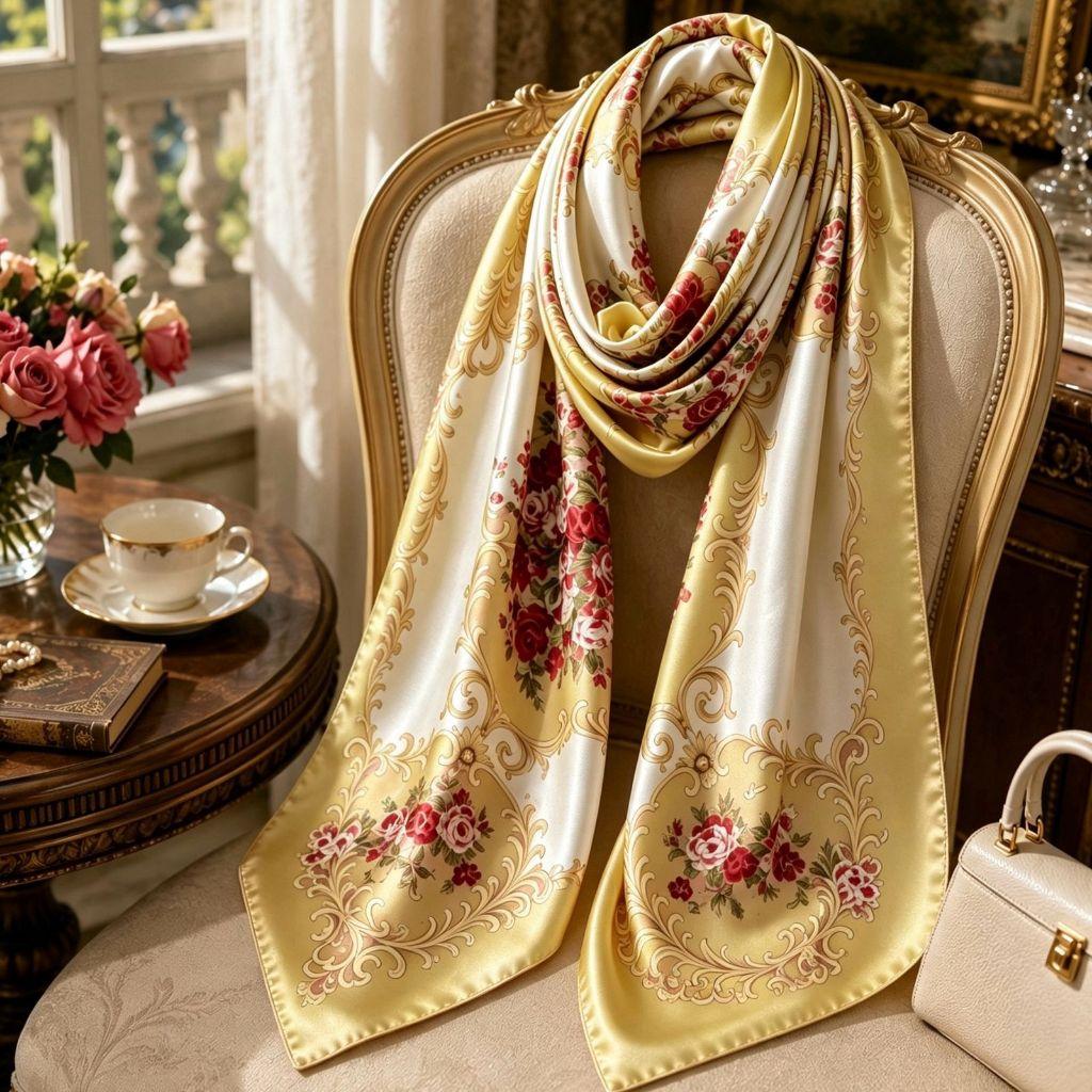 Printed Satin-Feel Scarf