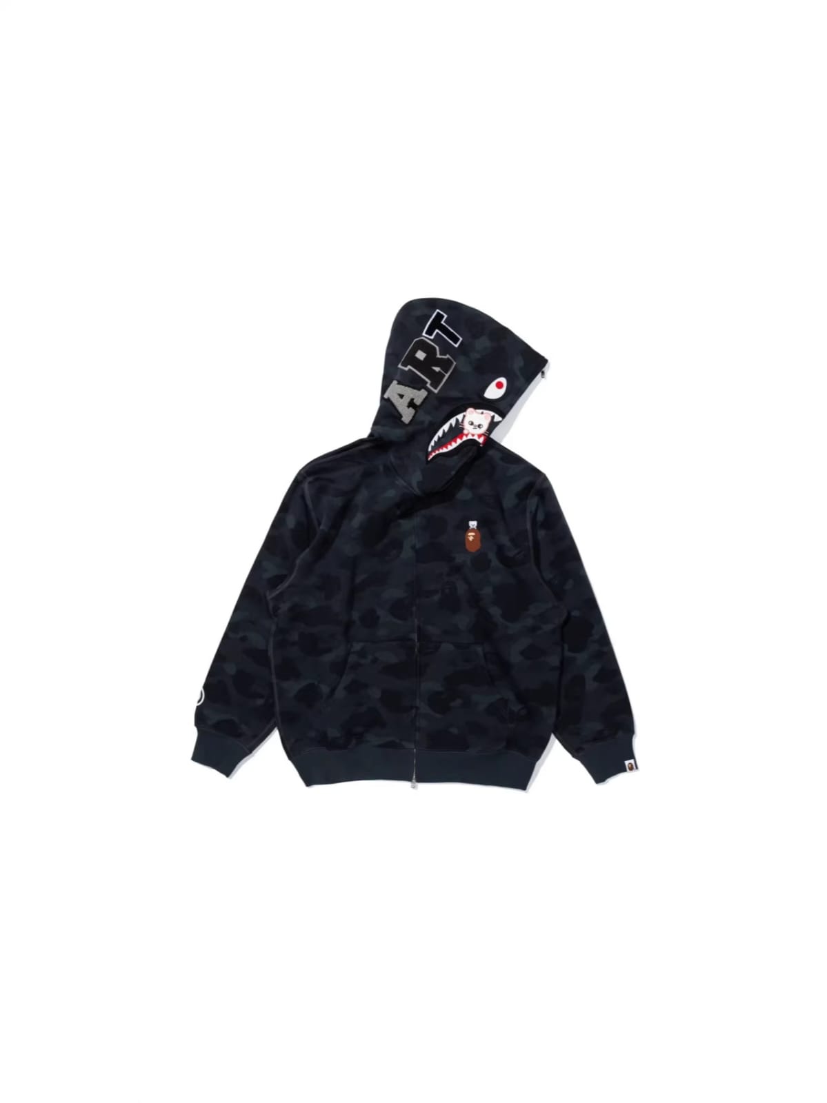 Camo Shark-Hood Zip-Up Hoodie