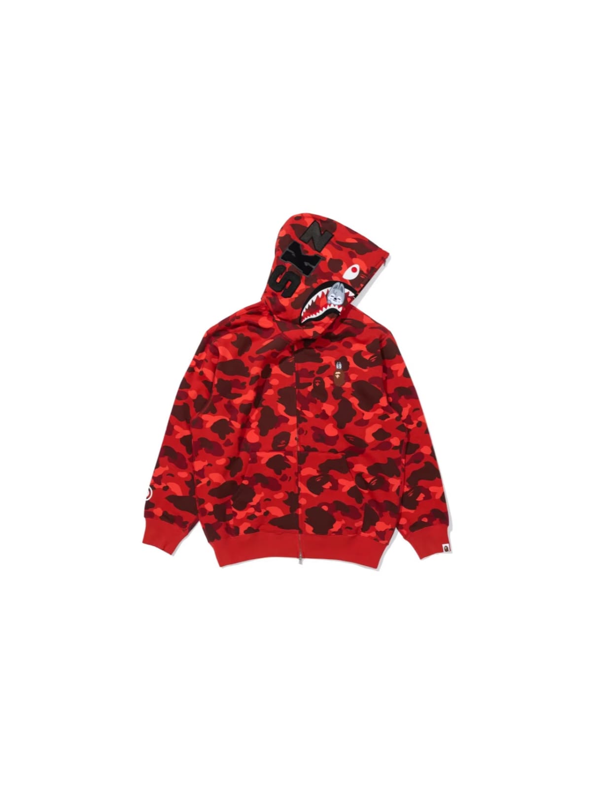Camo Shark-Hood Zip-Up Hoodie