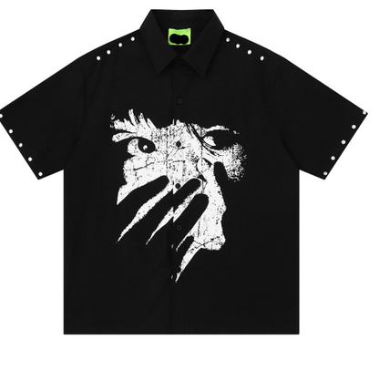 Graphic Back-Print Snap Shirt